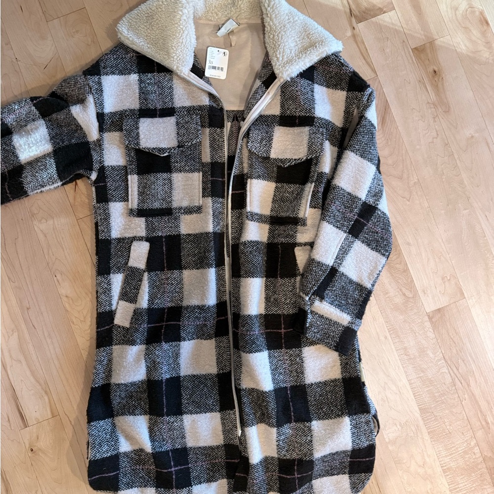 Varley chocolate brown and ivory Plaid Jacket size XS women’s